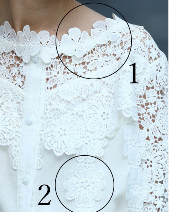 【アウトレット返品交換不可】美しい花レースの華やぎブラウス