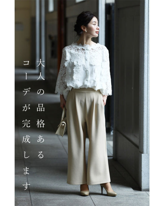 【アウトレット返品交換不可】美しい花レースの華やぎブラウス