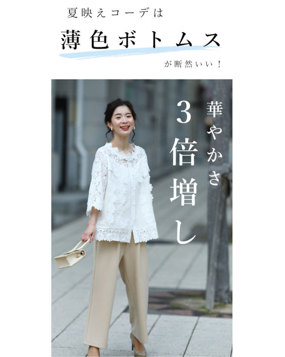 【アウトレット返品交換不可】美しい花レースの華やぎブラウス