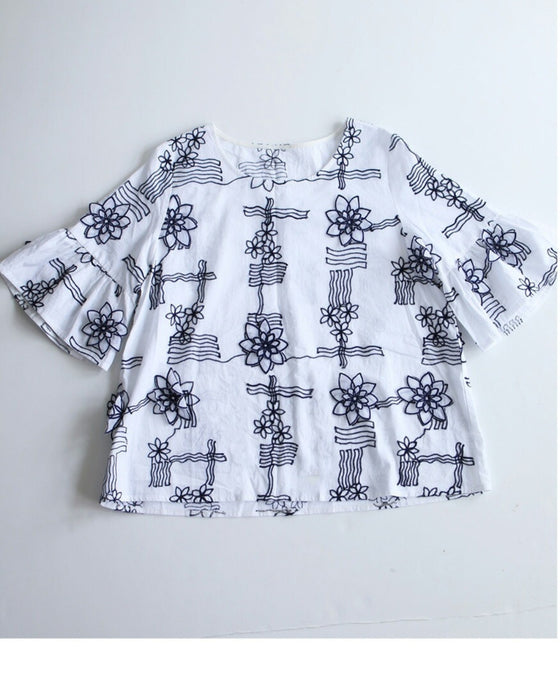 【アウトレット返品交換不可】優しく風に揺れる花が咲いたブラウス
