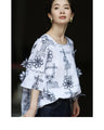 【アウトレット返品交換不可】優しく風に揺れる花が咲いたブラウス