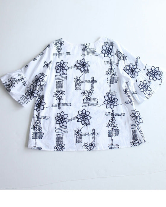 【アウトレット返品交換不可】優しく風に揺れる花が咲いたブラウス