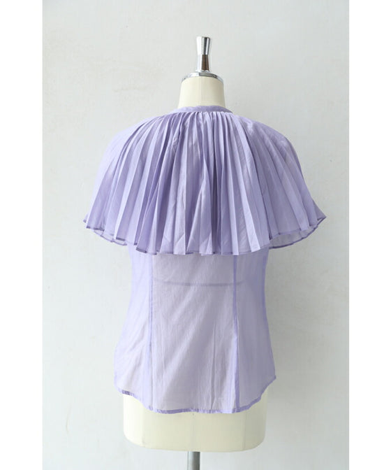 【アウトレット返品交換不可】囲むプリーツフレアのシアーブラウストップス