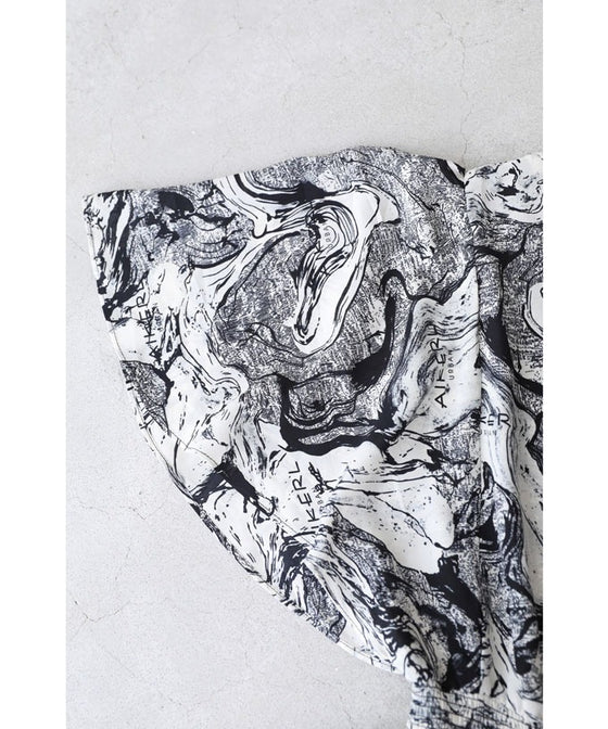 【アウトレット返品交換不可】ゆらゆら揺らめく墨流し柄ロングワンピース