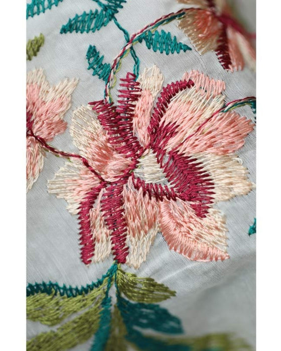 【アウトレット返品交換不可】アンティーク風ビジューボタンの花刺繍シャツトップス