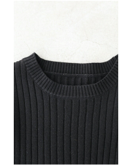 (ブラック)重ね着で二の腕帳消し。2点セットのニットトップス