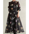 【予約商品】ハリ感ベールの花集めミディアムワンピース（インナー・ベルト付き）