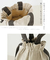 A cute and round suede drawstring bag