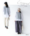 [Set] (Gray) A two-piece top set of vest and blouse that can be layered beautifully.