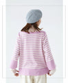 (Purple pink) Spring colored striped top