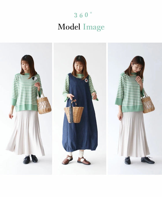 (Green) Spring color striped top