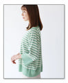 (Green) Spring color striped top