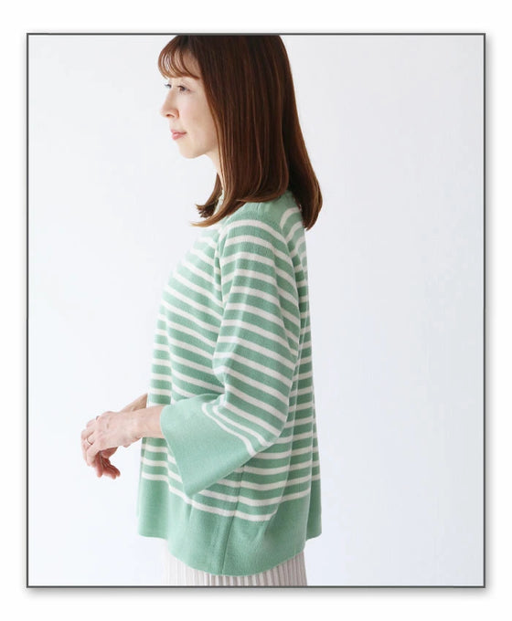 (Green) Spring color striped top
