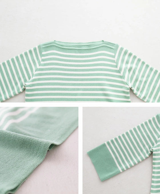 (Green) Spring color striped top