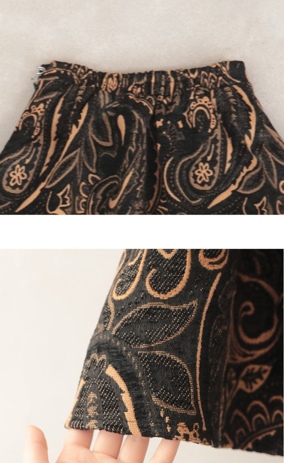 大人シックに魅せるペイズリー柄スカートジャガードスカート – ONE