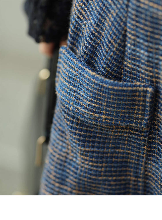 [Sale items cannot be returned or exchanged] Elegant pleated skirt with tweed check