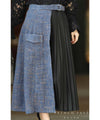 [Sale items cannot be returned or exchanged] Elegant pleated skirt with tweed check