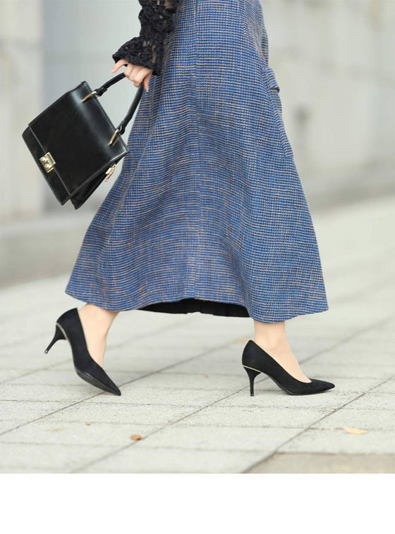 [Sale items cannot be returned or exchanged] Elegant pleated skirt with tweed check
