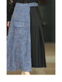 [Sale items cannot be returned or exchanged] Elegant pleated skirt with tweed check