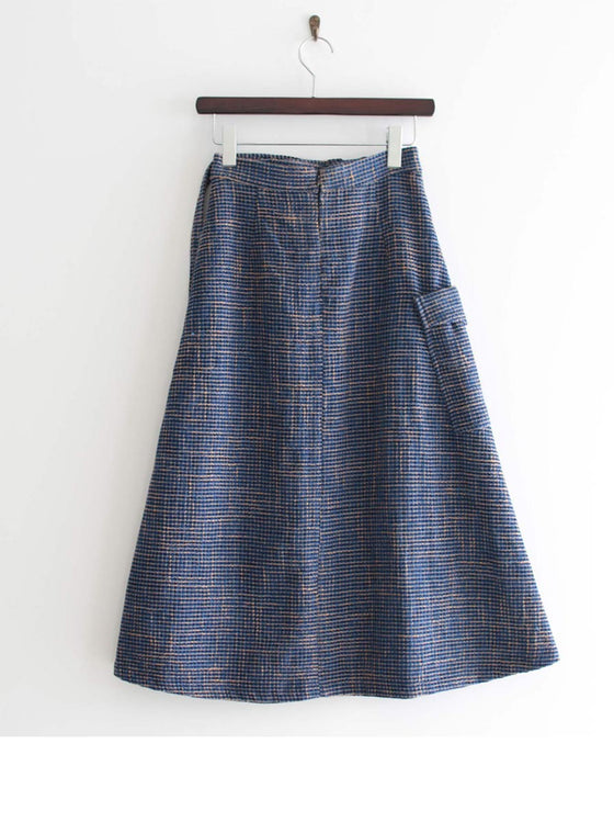 [Sale items cannot be returned or exchanged] Elegant pleated skirt with tweed check