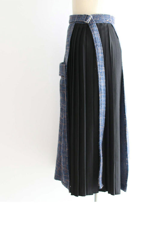 [Sale items cannot be returned or exchanged] Elegant pleated skirt with tweed check