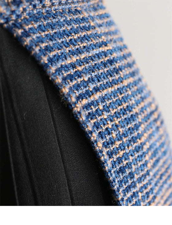 [Sale items cannot be returned or exchanged] Elegant pleated skirt with tweed check
