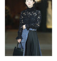 [Sale items cannot be returned or exchanged] Elegant pleated skirt with tweed check