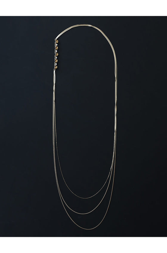 (ゴールド)ドレスにもTシャツにも合う3連煌めきネックレス