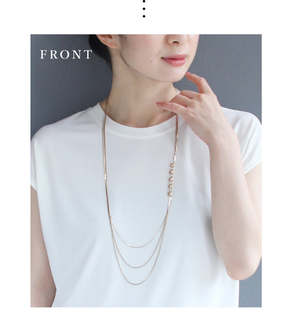 (ゴールド)ドレスにもTシャツにも合う3連煌めきネックレス