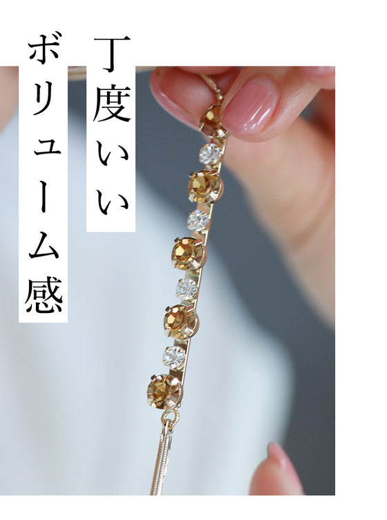 (ゴールド)ドレスにもTシャツにも合う3連煌めきネックレス