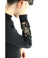 [Sale items cannot be returned or exchanged] For going out. Ribbed knit top with floral cut lace