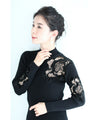 [Sale items cannot be returned or exchanged] For going out. Ribbed knit top with floral cut lace