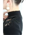 [Sale items cannot be returned or exchanged] For going out. Ribbed knit top with floral cut lace