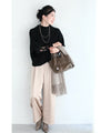 [Sale items cannot be returned or exchanged] For going out. Ribbed knit top with floral cut lace