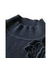 [Sale items cannot be returned or exchanged] For going out. Ribbed knit top with floral cut lace