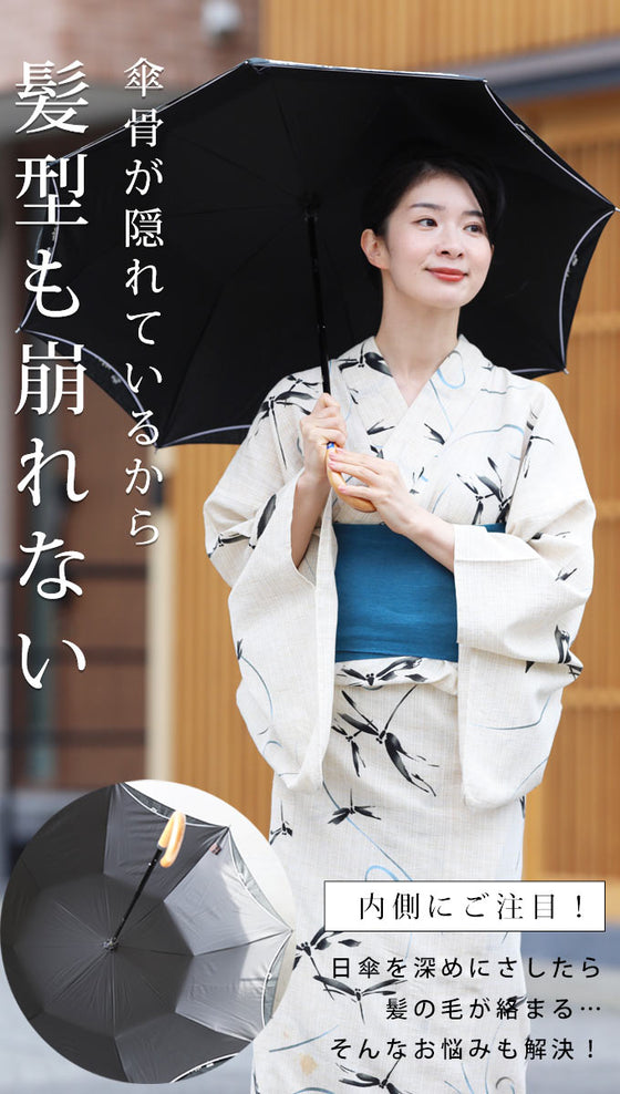 洋服にも浴衣にも合う 花刺繍日傘