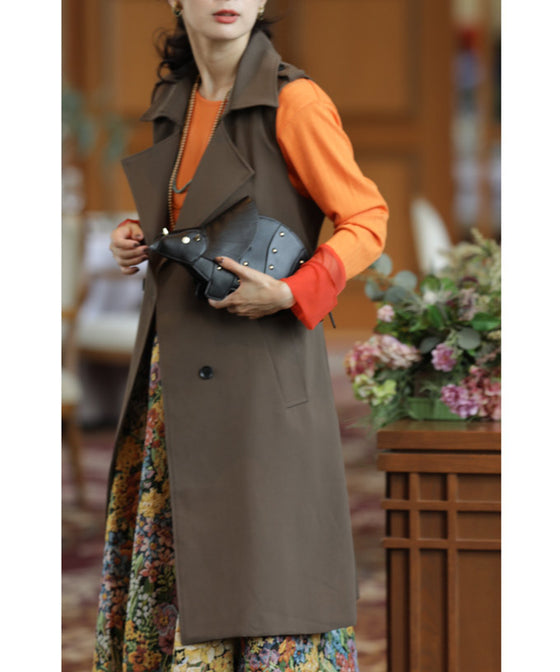 【セール商品返品交換不可】羽織るだけでスッキリIライン トレンチロングジレ