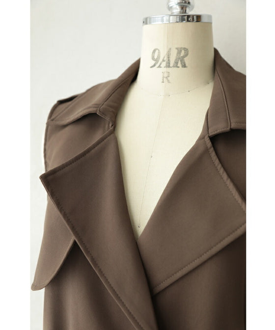 【セール商品返品交換不可】羽織るだけでスッキリIライン トレンチロングジレ