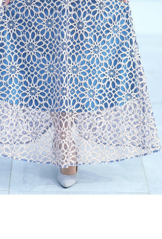 【セール商品返品交換不可】一目惚れカッティング花レースの爽やかスカート