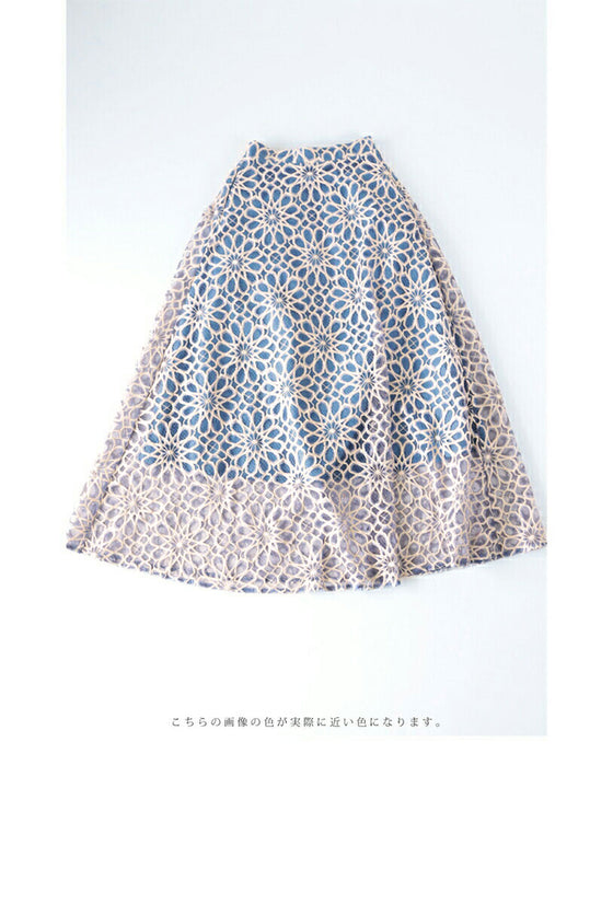 【セール商品返品交換不可】一目惚れカッティング花レースの爽やかスカート