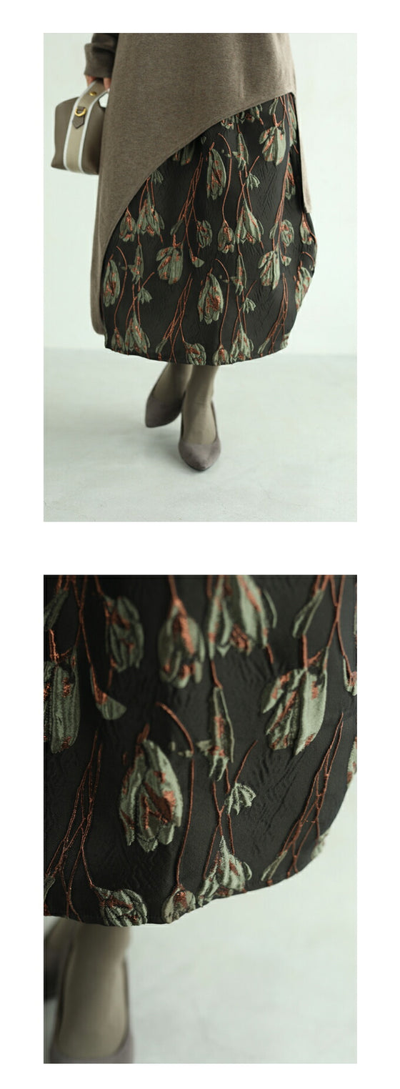 浮かび上がる木蓮の花 コクーンスカート