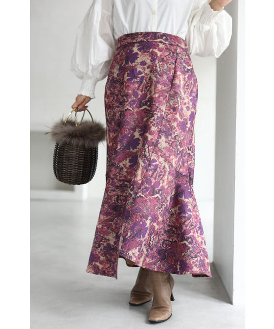 鮮やかな花画のマーメイドラインロングスカート – ONE PEACE ONLINE