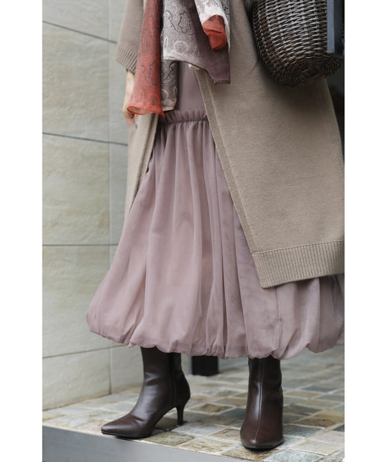 ふわっとバルーン裾のベールミディアムスカート