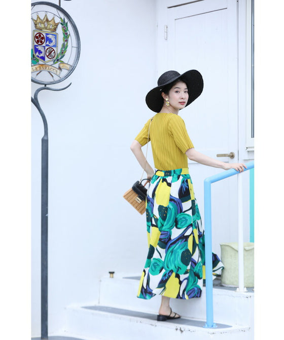 色彩の美しさ溢れるアート柄ミディアムスカート – ONE PEACE ONLINE