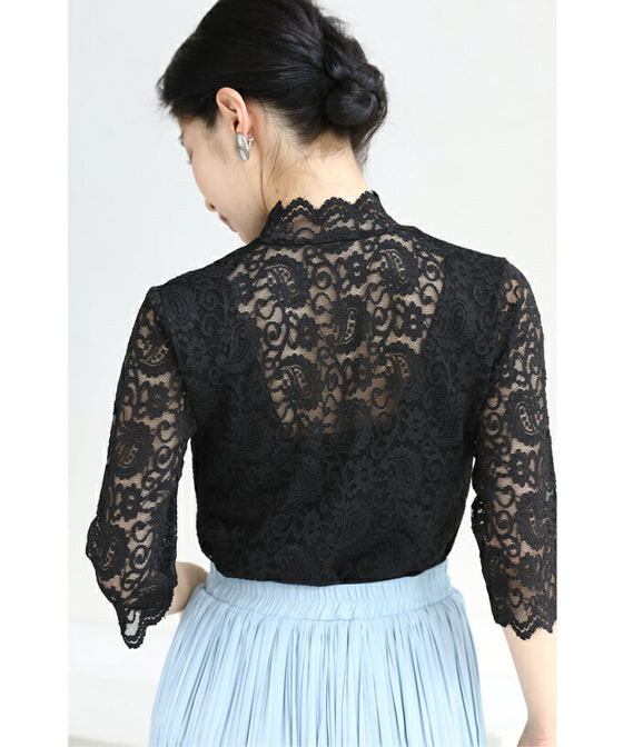 T-shirt graduation declaration 5/8 sleeve lace inner