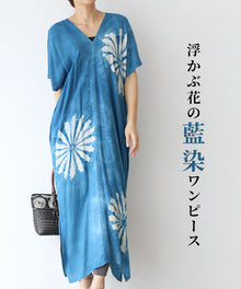  Floating Flower Indigo Dyed Dress