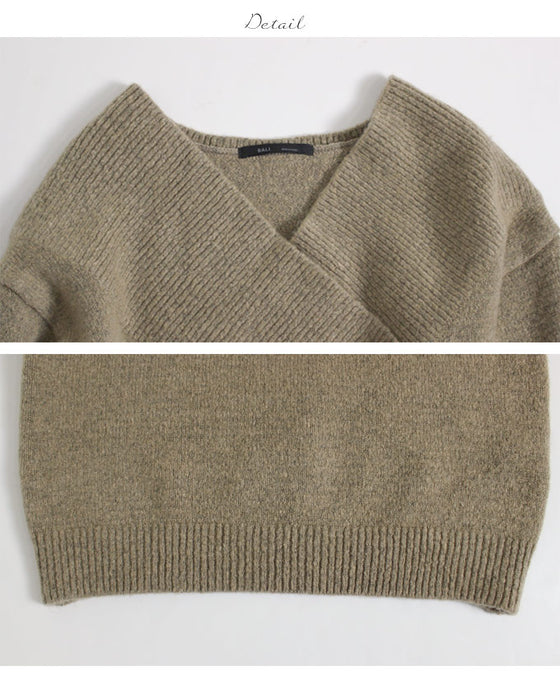 【セール商品返品交換不可】デコルテ美人で女性らしいカシュクール風ニット