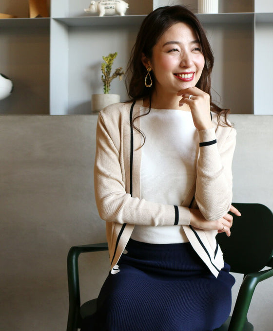 【セール商品返品交換不可】お仕事で大活躍配色きちんとカーデ