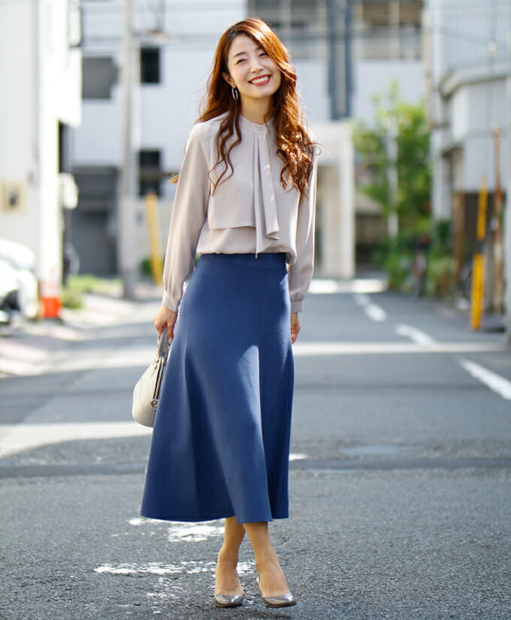 【セール商品返品交換不可】形に拘りました。フォルムが美しいニットフレアスカート