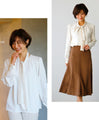 Make your work blouse stylish! No accessories necessary! Two-tone blouse